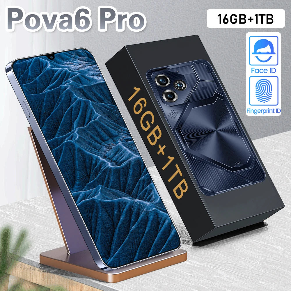 Global Version Pova 6 Pro Smartphone 22GB+2TB 7.3 inch 8000mAh 4G 5G Dual SIM Cellphone 108MP Cam 10 Core Chip Super Game Phones