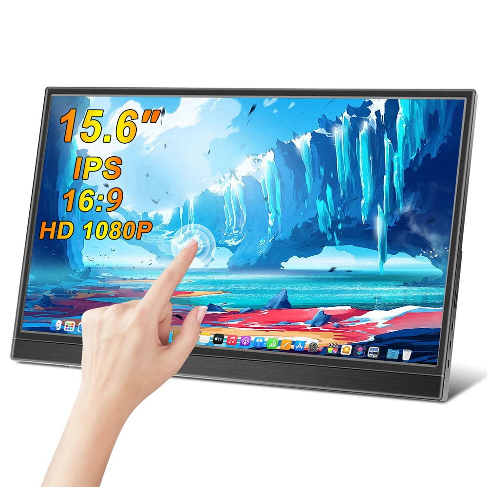 Touchscreen Portable Monitor 14/15.6/16 inch HD LED Display Laptop Monitor Travel Monitor for Raspberry Pi/Laptop/PS3/PS4 Xbox