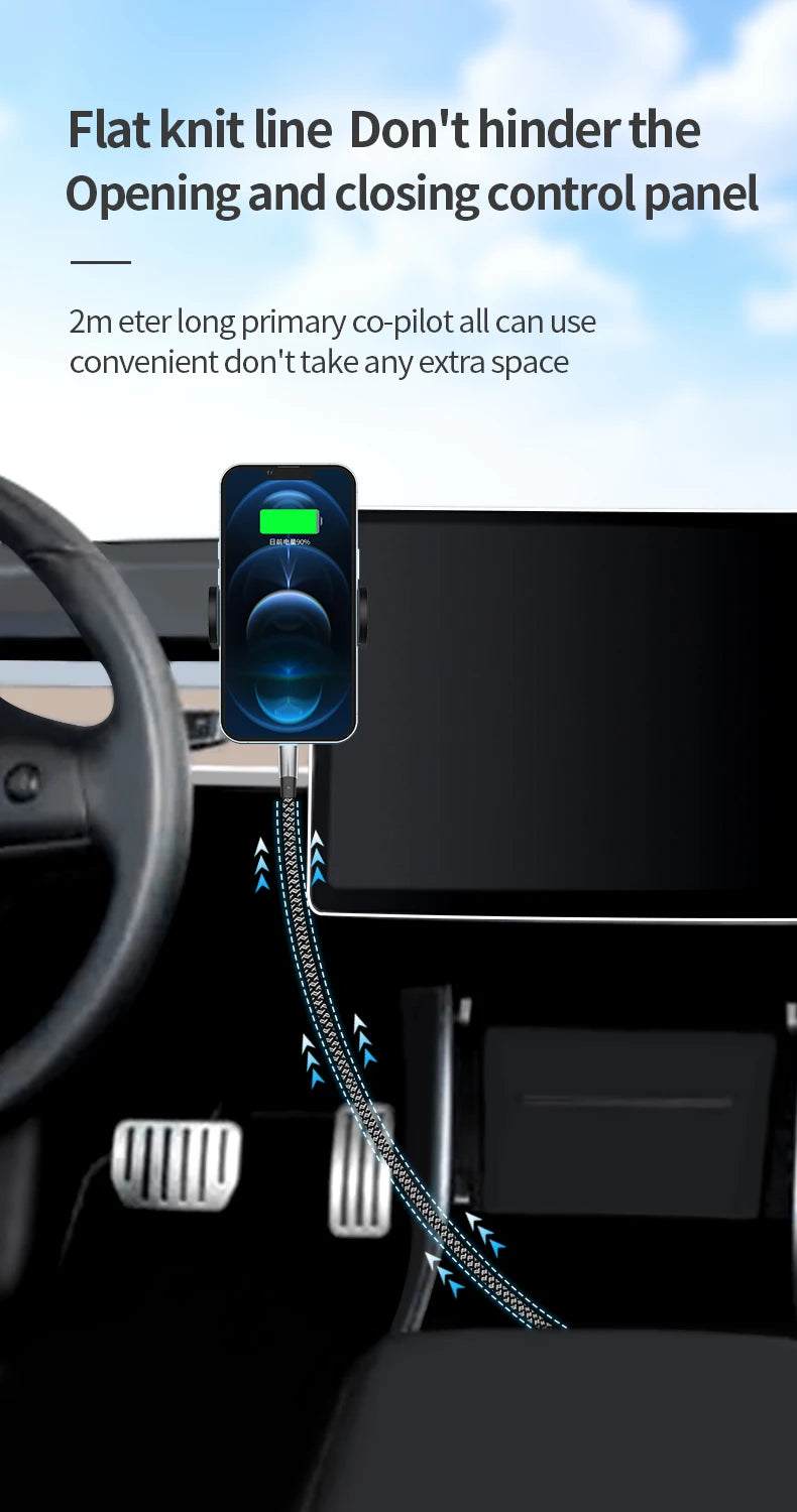 For Tesla Car Phone Charging Cable PD 60W Fast Charging Cable Type C 90 Degree USB C Charger For Tesla Model 3/Y Phone Charging