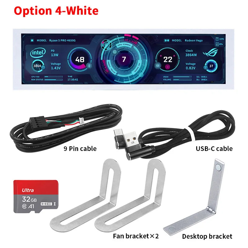 8.8 Inch IPS USB Secondary Screen Type-C PH Interface Turing Smart Screen CPU GPU RAM Computer Monitor Use TURZX Software