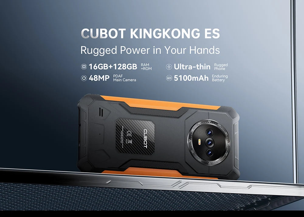 Cubot KINGKONG ES Ultra-thin Rugged 4G Smartphone 16GB(6GB+10GB)RAM+128GB RAM 90Hz 6.56" HD+Screen Android 14 48MP Main Camera