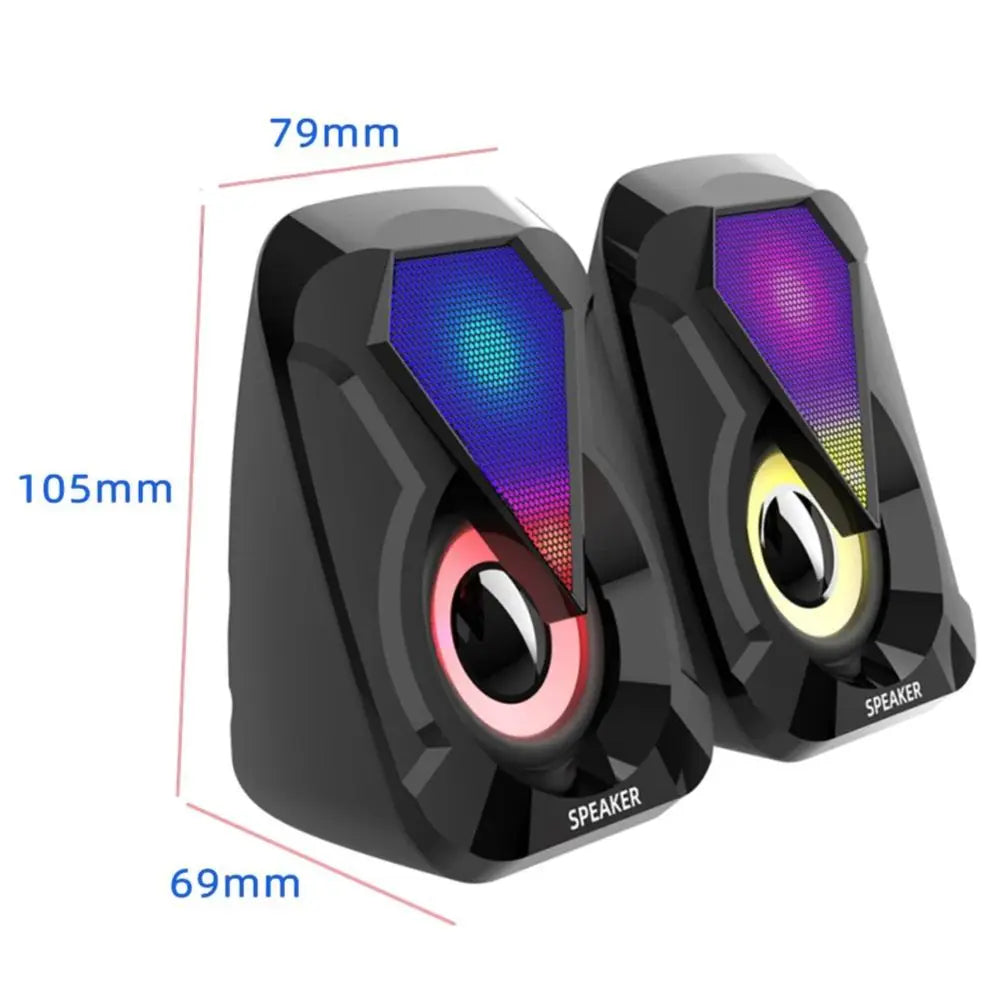 USB wired computer speaker, bass stereo speaker, color RGB light, laptop, smartphone, MP3 player