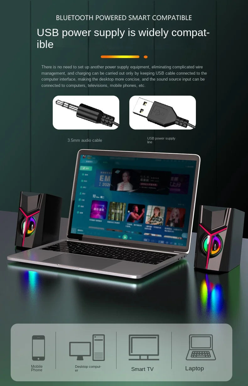 RGB desktop computer stereo usb notebook small speaker mobile phone wired desktop heavy subwoofer multimedia home