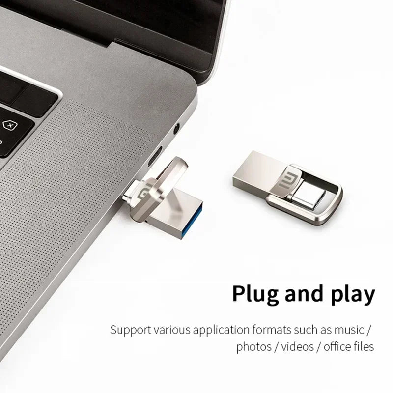 XIAOMI 2TB Metal Pendrive 2 IN 1 OTG 1TB 512GB USB Flash Drives 256GB 2TB USB 3.0 Pen Drive Memory Stick Type C For Cellphone PC