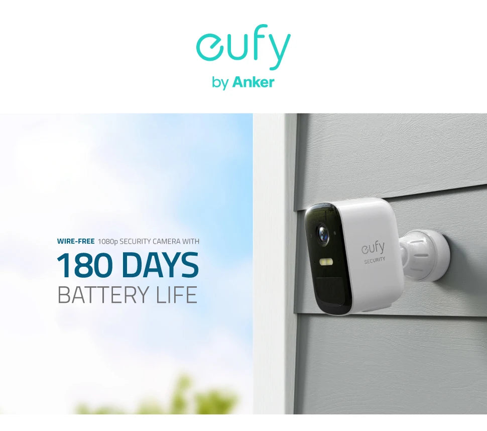 eufy Security eufyCam 2C Wireless Home Security Protection 180-Day Battery Life HomeKit Compatibility 1080p HD Requires Hombase