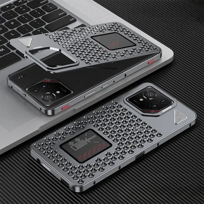 Metal Hollow Heat Dissipation Holes Back Cover For ASUS ROG Phone 9 8 Pro Rog9 Rog8 Case Spring Buckle Aluminum Metal Phone Capa