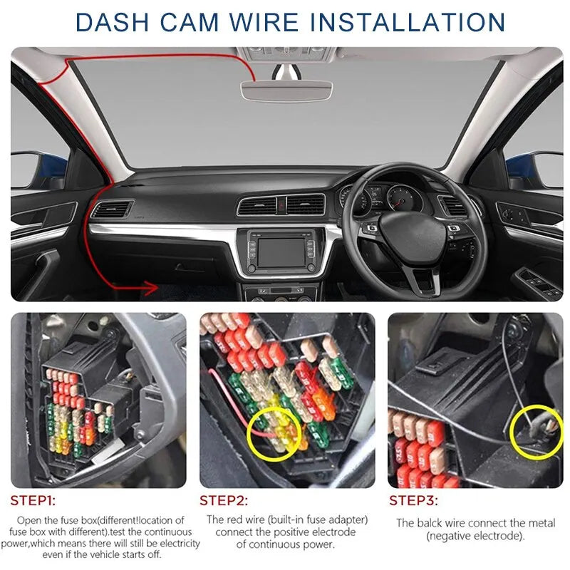 CarDash Cam Wire 3.2m DVR Hardwire Cable Kit Video Recorder 12 24V To 5V Mini Micro USB Charger Line Auto Dashcam Camera