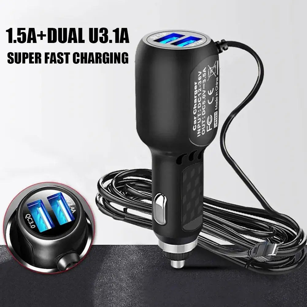 12V DVR Charging Cable Dash Cam Car Charger Mini USB Cable 3.5M Power Cord Supply For DVR Camera GPS