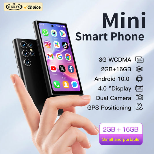 NEW SERVO S27 Mini Android Smartphone 4.0" Full Screen 2GB+16GB Memory 5MP 2 SIM Stanbdby Face Unlock 3G Cute Phones Google Play