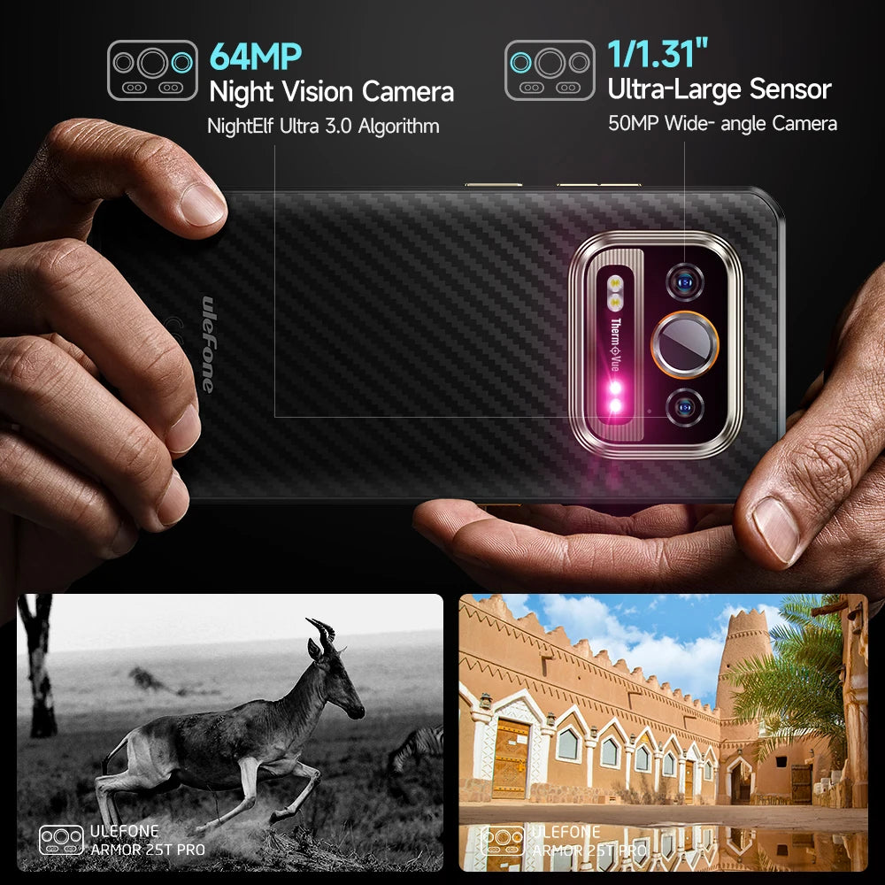 Ulefone Armor 25T Pro 5G  Rugged Phone  Android 14 30W Wireless Charging 50MP+64MP Night NFC Waterproof Smartphone