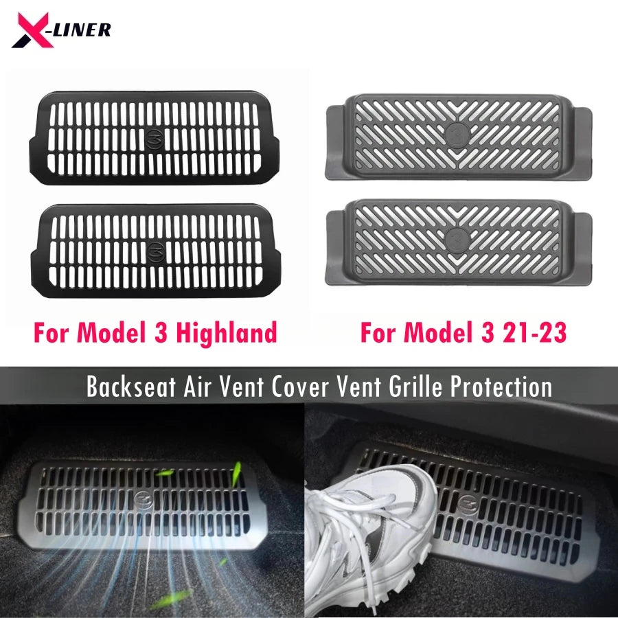 For Tesla Model 3 2024-2016 Backseat Air Vent Cover For Model 3 Highland 2024 ABS Air Flow Vent Grille Protection 2PCS Set