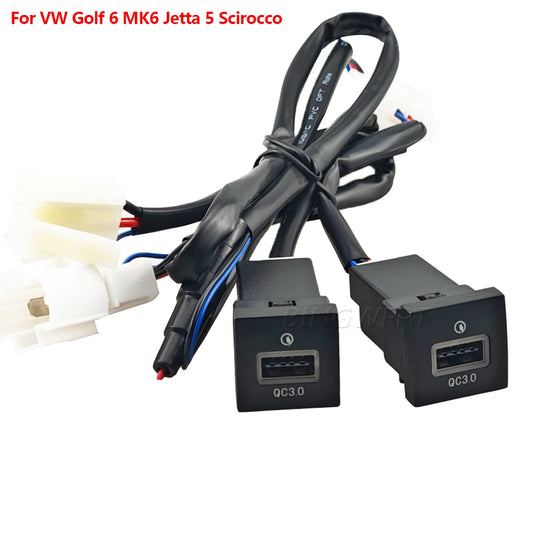 For VW Golf 6 MK6 Jetta 5 Scirocco 2006 - 2012  Car USB Charger PD Quick Charge QC3.0 Phone Charging Adapter Outlet Button