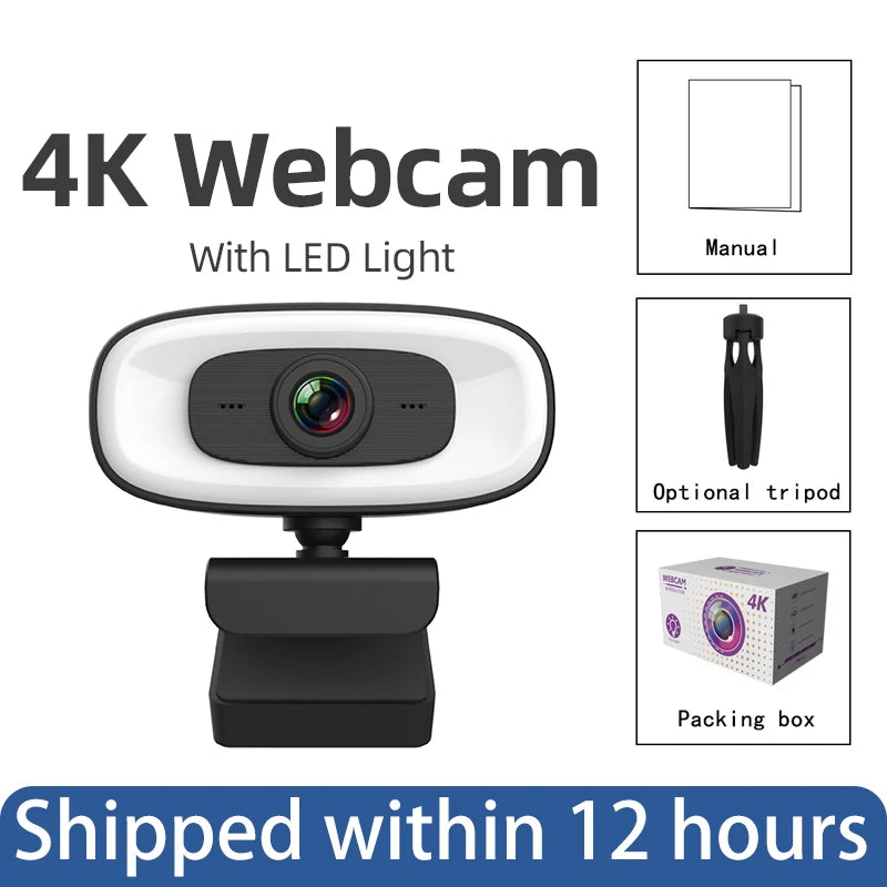 Mini 4K Webcam USB Computer 2K Webcam For PC Laptops Live Streaming Full HD 1080P Web Camera For Work With Microphone Tripod