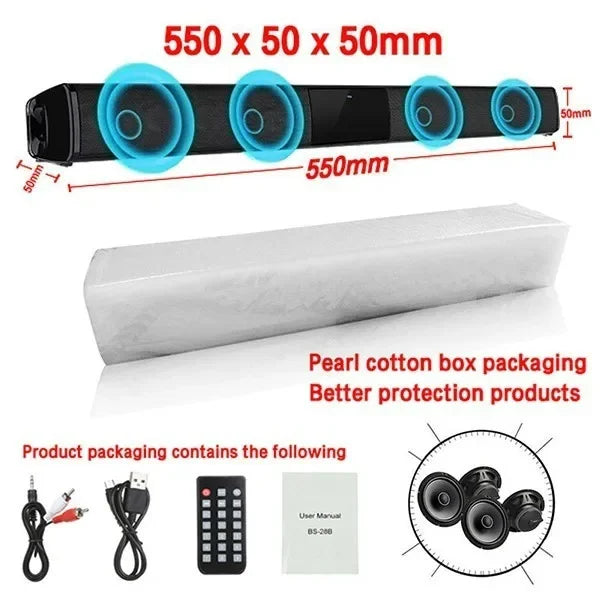 Portable Wireless Bluetooth Sound Bar Speaker Subwoofer TV Projector Desktop Home Outdoor Stereo Sound Ystem Super Power Speaker