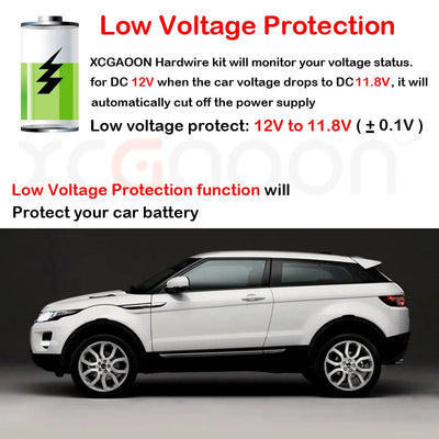 XCGaoon 24Hours 5V 3A USB Car Charge Cable OBD Hardwire Kit With Switch 0.5meter Wire For Dash Cam Camcorder Vehicle DVR