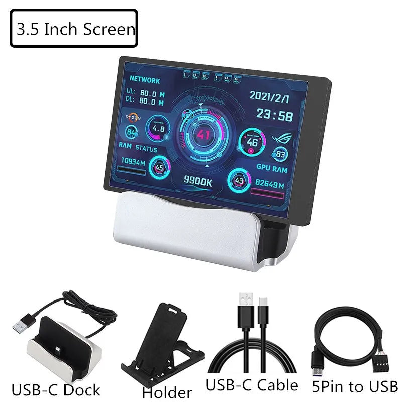 8.8 / 5 / 3.5 Inch IPS Type-C Secondary Screen Computer CPU GPU RAM HDD Monitor USB Display Freely AIDA64 Mini Monitor Win 10 11