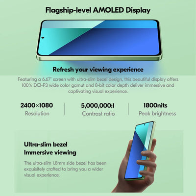 Global Version Xiaomi Redmi Note 13 4G Smartphone 108MP Triple Camera 120Hz AMOLED 33W Fast Charging Snapdragon 685 Octa Core