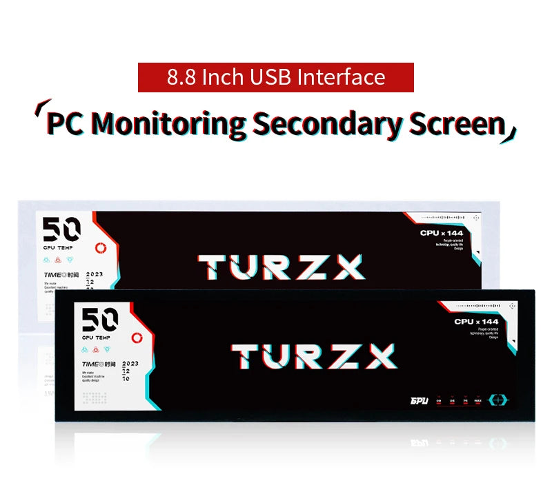 8.8 Inch IPS USB Secondary Screen Type-C PH Interface Turing Smart Screen CPU GPU RAM Computer Monitor Use TURZX Software