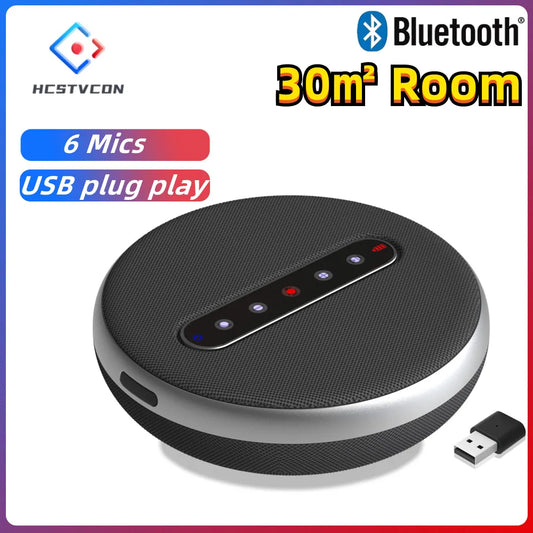 Conference Microphone USB Speakerphone Omnidirectional Computer 6 Mic 360° Voice Pickup Video Online Course Speakers Desktop