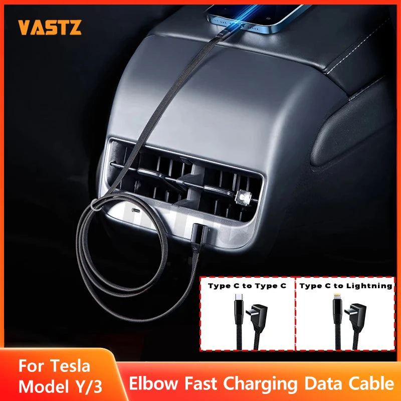 Fast Charging Charger Cable For Tesla model 3 model Y 120CM 3A  60W Type-C  27W Lightning Phone Charging  Data Transfer