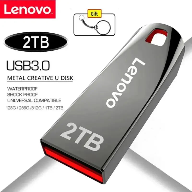 Lenovo 3.0 Pen Drive Metal High Speed Flash Drive 2TB1TB 512GB USB Memory Stick Pen Drive 128GB Suitable for PC/Laptop/PS4 Contr