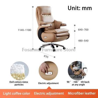 Comfortable Office Home Swivel Chair Soft Adjustable Computer Chair Thick Backrest Fixed Armrests and Footrest Gaming Desk Chair