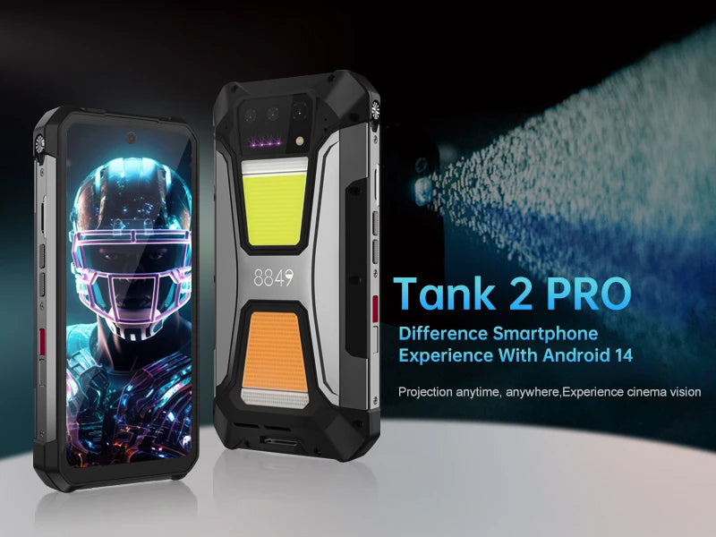 8849 Tank 2 PRO Rugged Smartphone with Projector  6.79" 2.4K Display 24GB 512GB Mobile Phone 23800mAh 120W Android 14 Phone