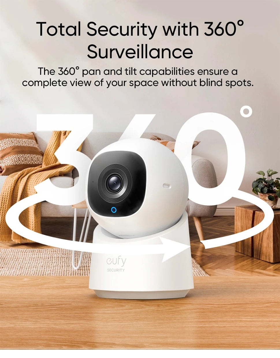 eufy Security Indoor Cam C220 2K Resolution Security Camera with 360° PTZ Plug-In Security Indoor Camera with Wi-Fi Human