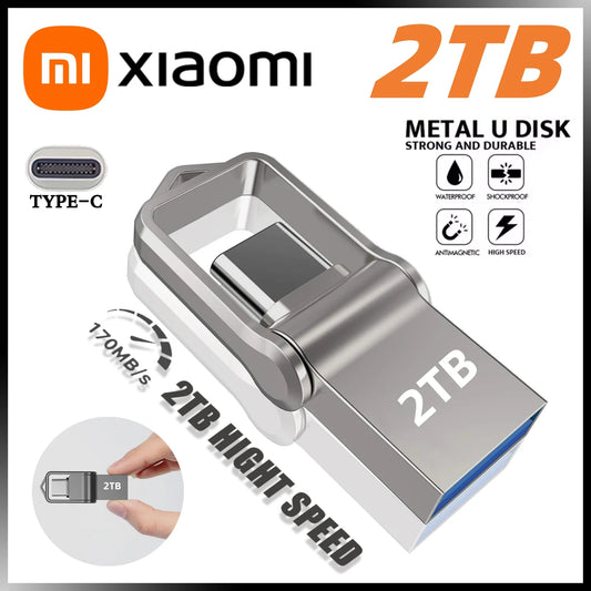 Xiaomi 2TB Flash Drive High Speed USB 1TB 512GB Type-C Interface Dual-Use Flash Memory Stick For Mobile Phone Computer Disk 2025