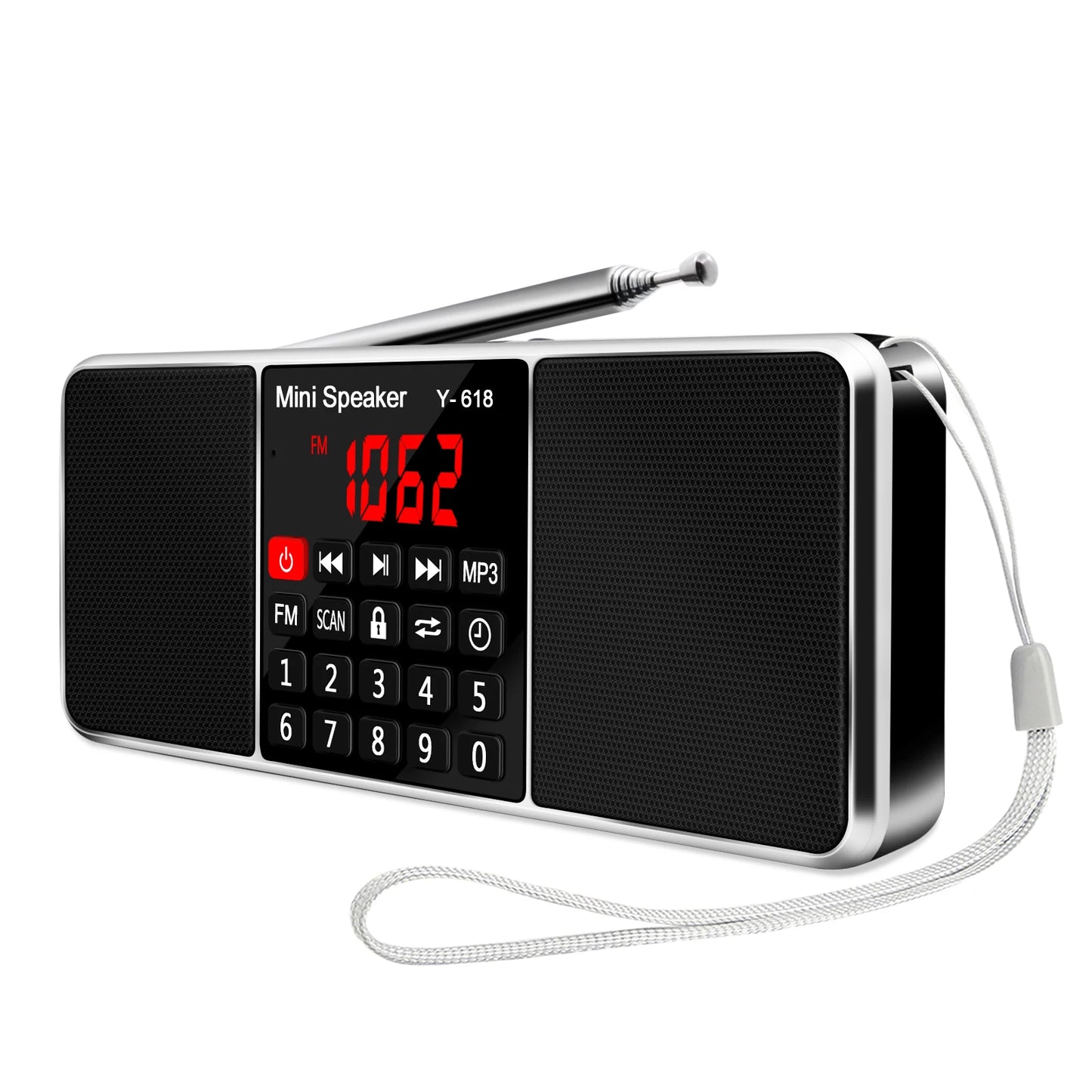 Lefon FM Digital Radio Dual Speaker Stereo Surround MP3 Audio Player Support TF Card Timing Shutdown Function for Home&Outdoor