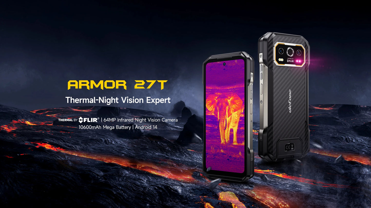 【NEW 2024】 Ulefone Armor 27T 4G 10600mAh Rugged Phone Android 14 Smartphone 24GB +256GB  6.78"FHD+ 120Hz Night Vision Camera