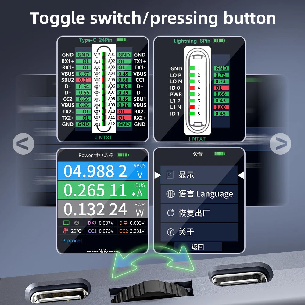 Qianli iBridge A3 Tail Plug Tester Lightning and Type-C Interface Auto Scan for Mobile Phone Tail Plug Comprehensive Analysis