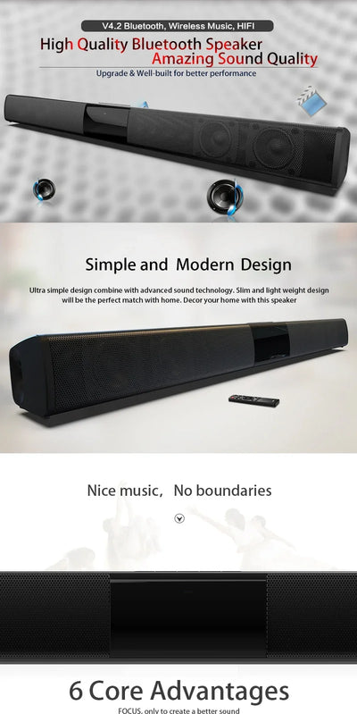 Portable Wireless Bluetooth Sound Bar Speaker Subwoofer TV Projector Desktop Home Outdoor Stereo Sound Ystem Super Power Speaker