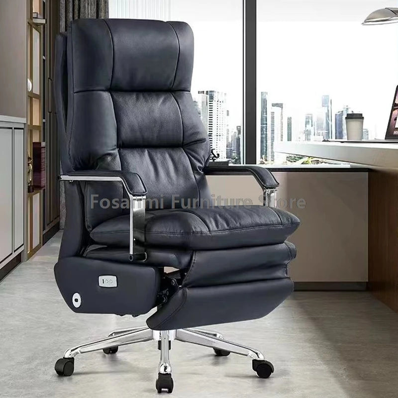 Ergonomics Leather Office Swivel Chair Electric Home Soft Thick Cushion Computer Chairs Gaming Comfortable Desk Chair with Wheel