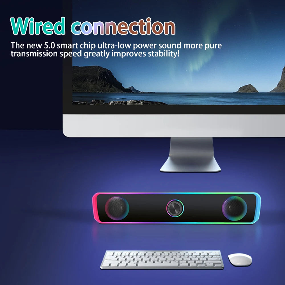 3W*2 Bluetooth Speaker 4D Stereo Surround Speakers Mini Subwoofer Sound Bar For Laptop PC Computer USB DC 5V