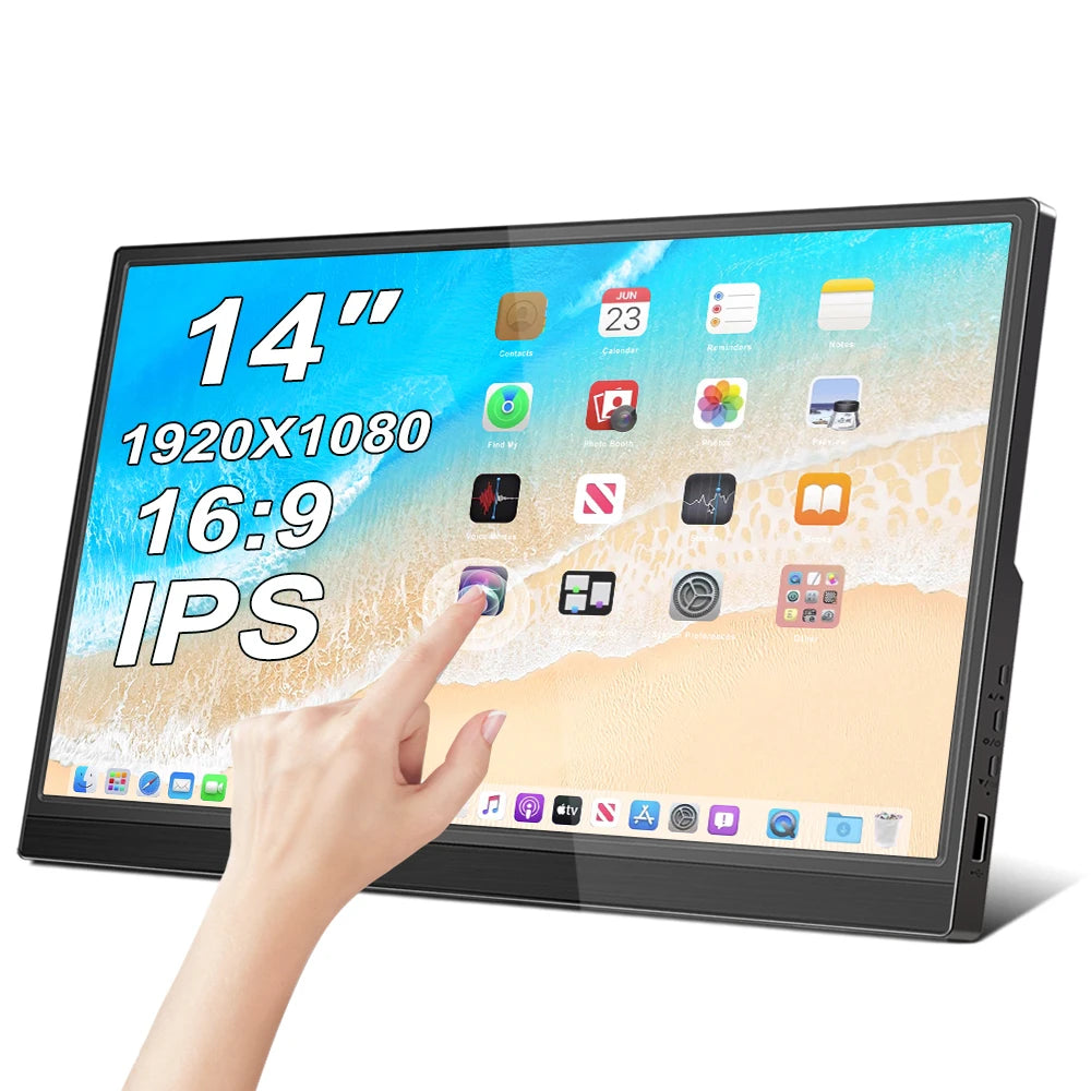 Touchscreen Portable Monitor 14/15.6/16 inch HD LED Display Laptop Monitor Travel Monitor for Raspberry Pi/Laptop/PS3/PS4 Xbox