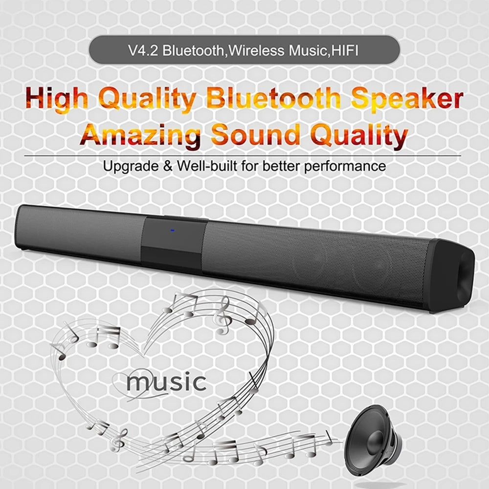 40W TV Soundbar Wired and Wireless Bluetooth Speaker Home Cinema Sound System Stereo Surround with FM Radio Music Center boombox