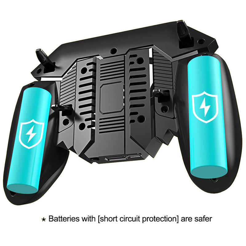 AK77 Pubg Mobile Game Controller 6 Fingers with Fan Pubg Trigger Gamepad Joystick for Android Ios Game Pad Movil with Battery