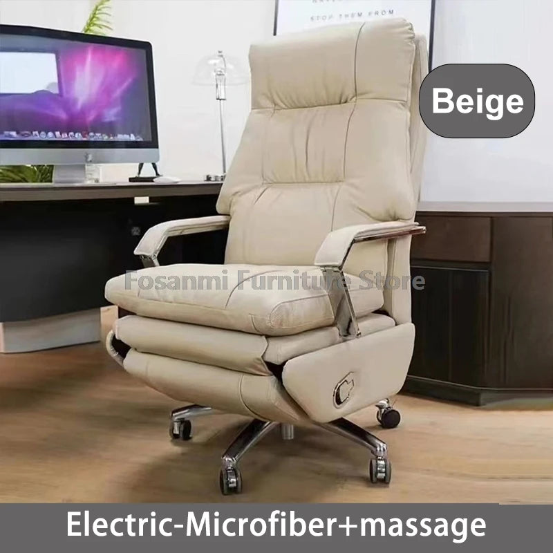 Ergonomics Leather Office Swivel Chair Electric Home Soft Thick Cushion Computer Chairs Gaming Comfortable Desk Chair with Wheel