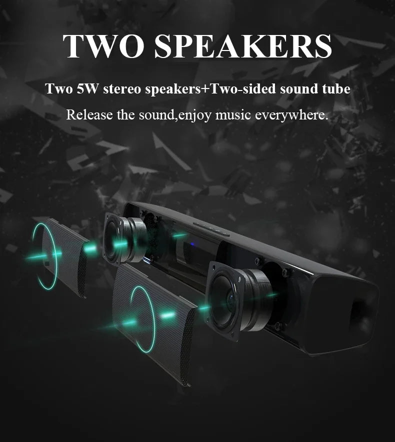 Portable Wireless Bluetooth Sound Bar Speaker Subwoofer TV Projector Desktop Home Outdoor Stereo Sound Ystem Super Power Speaker