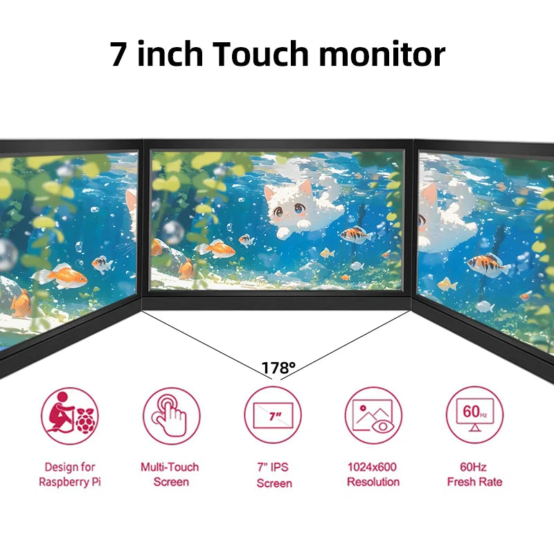 7/8 inch Touch screen Portable Display HD small Display Laptop Xbox PS4/5 switch Built-in Speaker Laptop Monitor