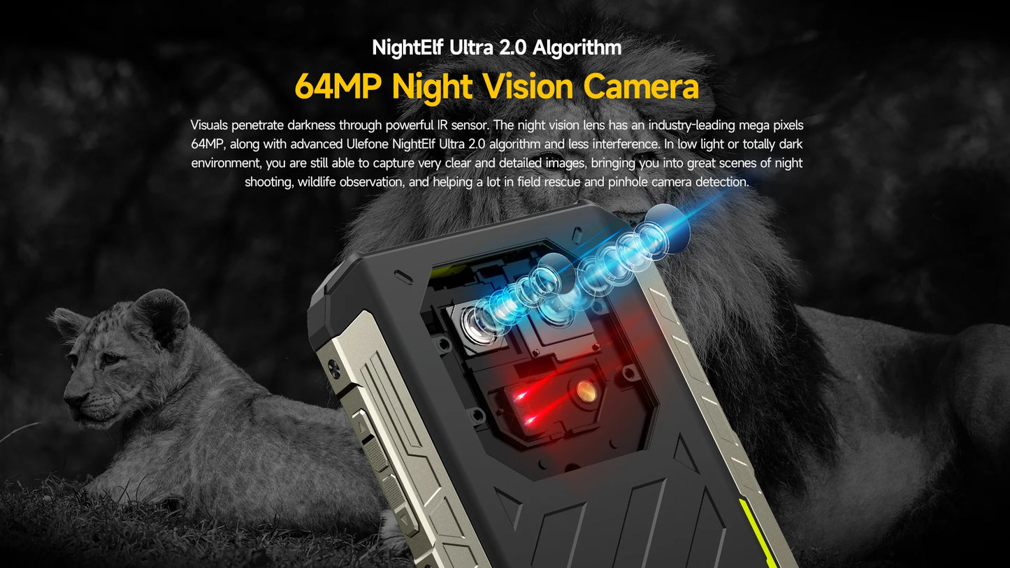 Ulefone Armor 22  Rugged Phone,16GB (8GB+8GB) RAM,128GB/256GB ROM, Android 13 Smartphone,NFC 64MP Night Vision 4G Mobile Phone