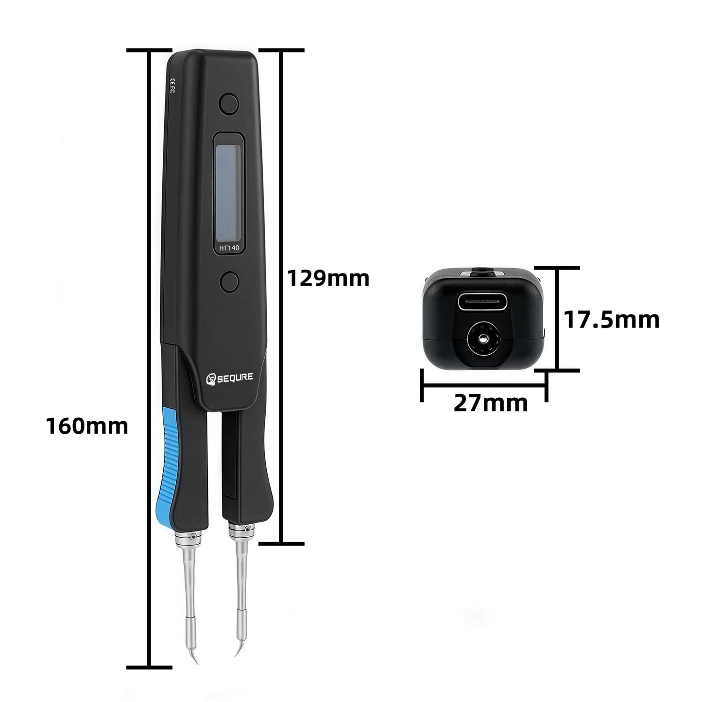 SEQURE HT140 Electric Heated Tweezers Replaceable Tweezer Tips 2-IN-1 Hot Tweezers Supply Desoldering Repair Tool for SMD