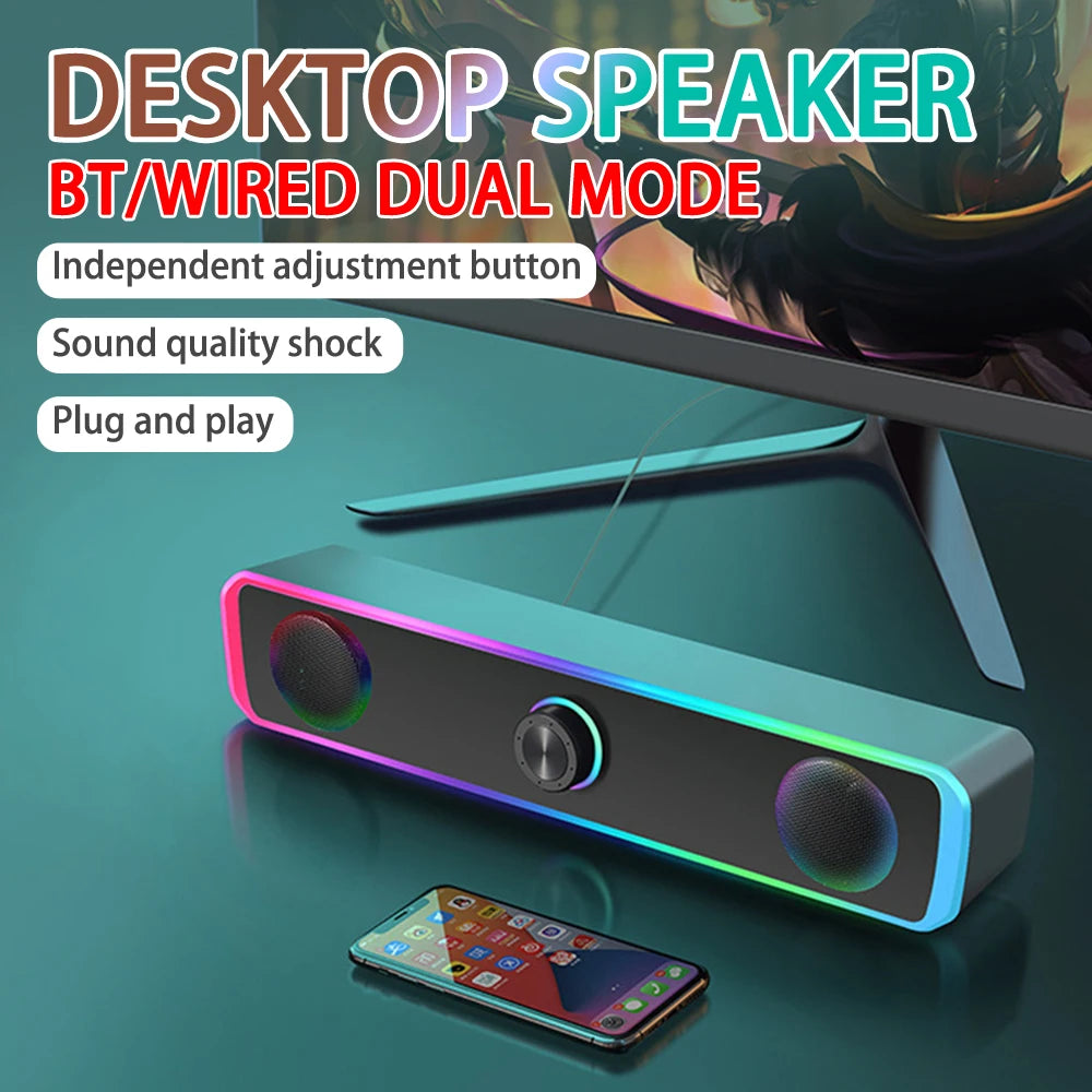 3W*2 Bluetooth Speaker 4D Stereo Surround Speakers Mini Subwoofer Sound Bar For Laptop PC Computer USB DC 5V