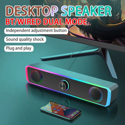 3W*2 Bluetooth Speaker 4D Stereo Surround Speakers Mini Subwoofer Sound Bar For Laptop PC Computer USB DC 5V
