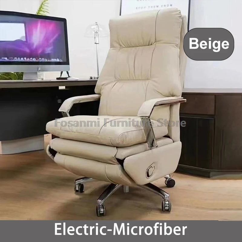 Ergonomics Leather Office Swivel Chair Electric Home Soft Thick Cushion Computer Chairs Gaming Comfortable Desk Chair with Wheel