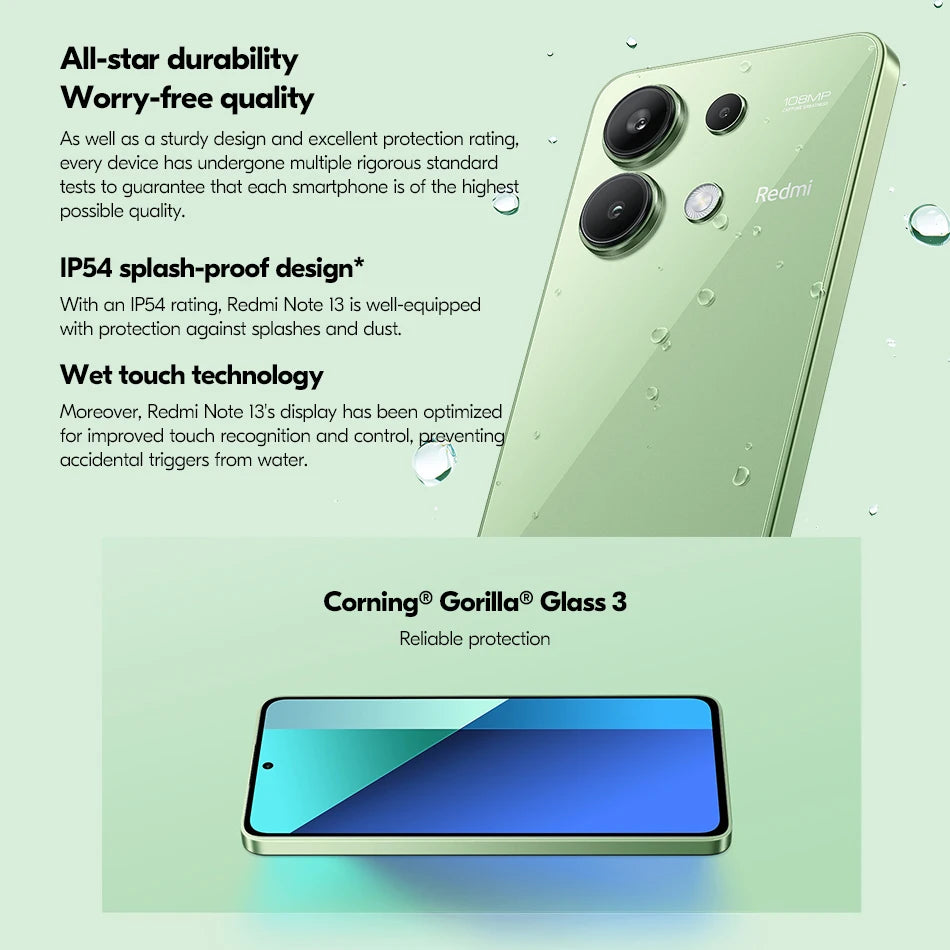 Global Version Xiaomi Redmi Note 13 4G Cellphone 128GB/256GB 120Hz AMOLED 108MP Main Camera 33W Fast Charging Snapdragon 685