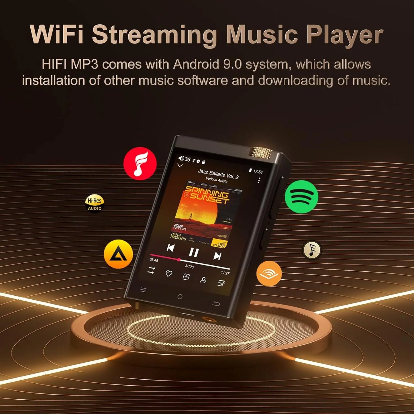 Hi-Fi MP3 Player with Bluetooth and WiFi, Oilsky Lossless DSD High-Resolution Digital Audio with 64GB Memory Card up to 1TB