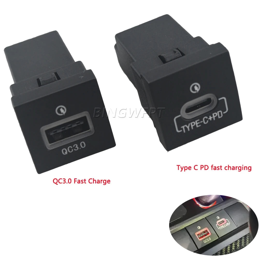 For VW Golf 6 MK6 Jetta 5 Scirocco 2006 - 2012  Car USB Charger PD Quick Charge QC3.0 Phone Charging Adapter Outlet Button