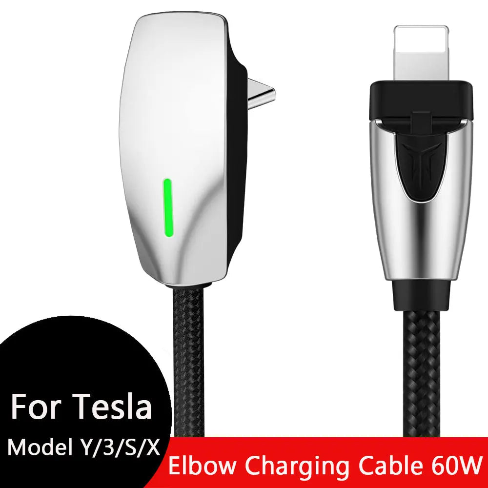 USB Cable For Tesla Model Y/3/X/S Car Charging PD Fast Charging Phone USB Cable Wall Connector Style 60W USB Data Cable Model 3